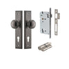 Iver Door Knob Paddington Stepped Euro Key/Key Distressed Nickel Entrance Kit