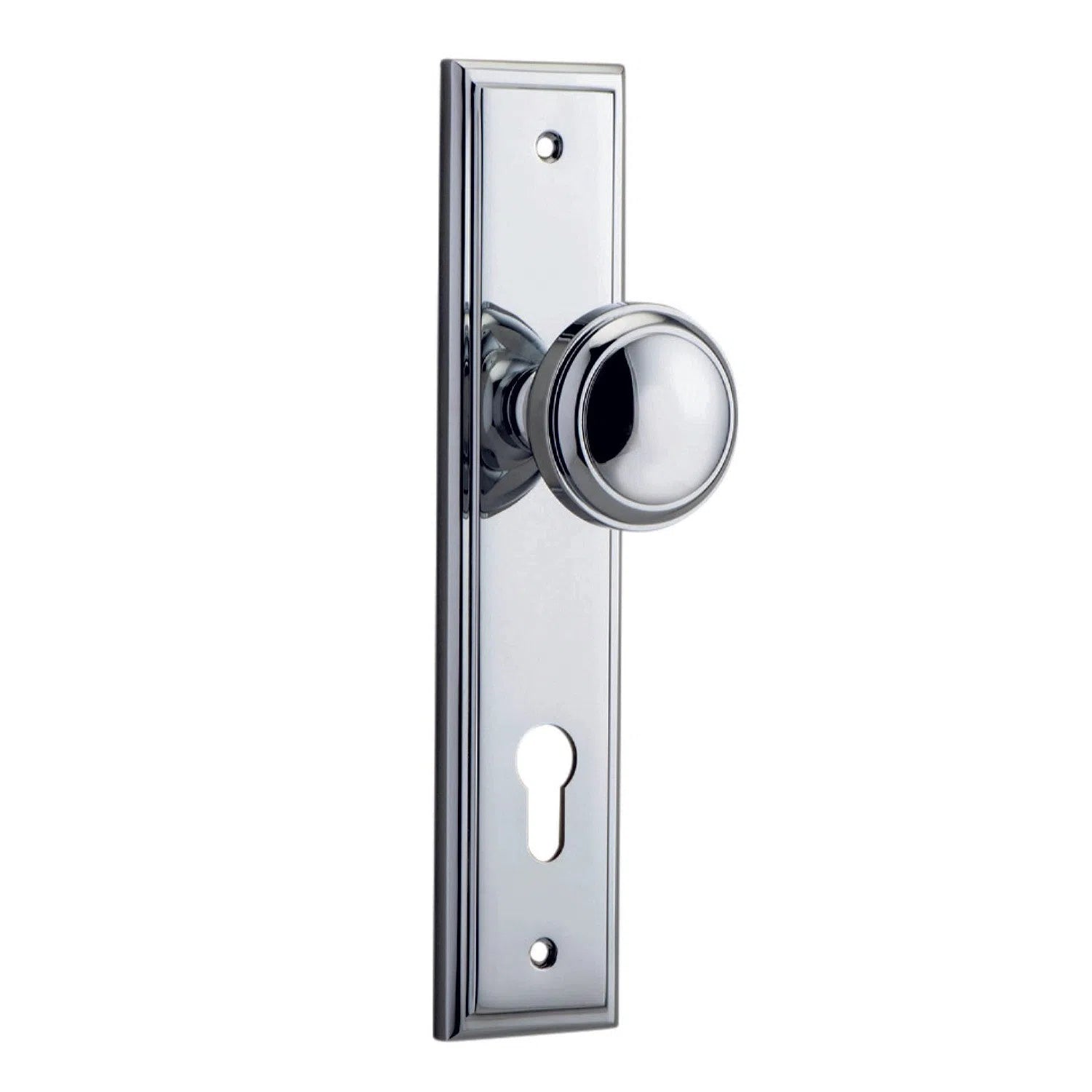 Iver Door Knob Paddington Stepped Euro Pair Polished Chrome