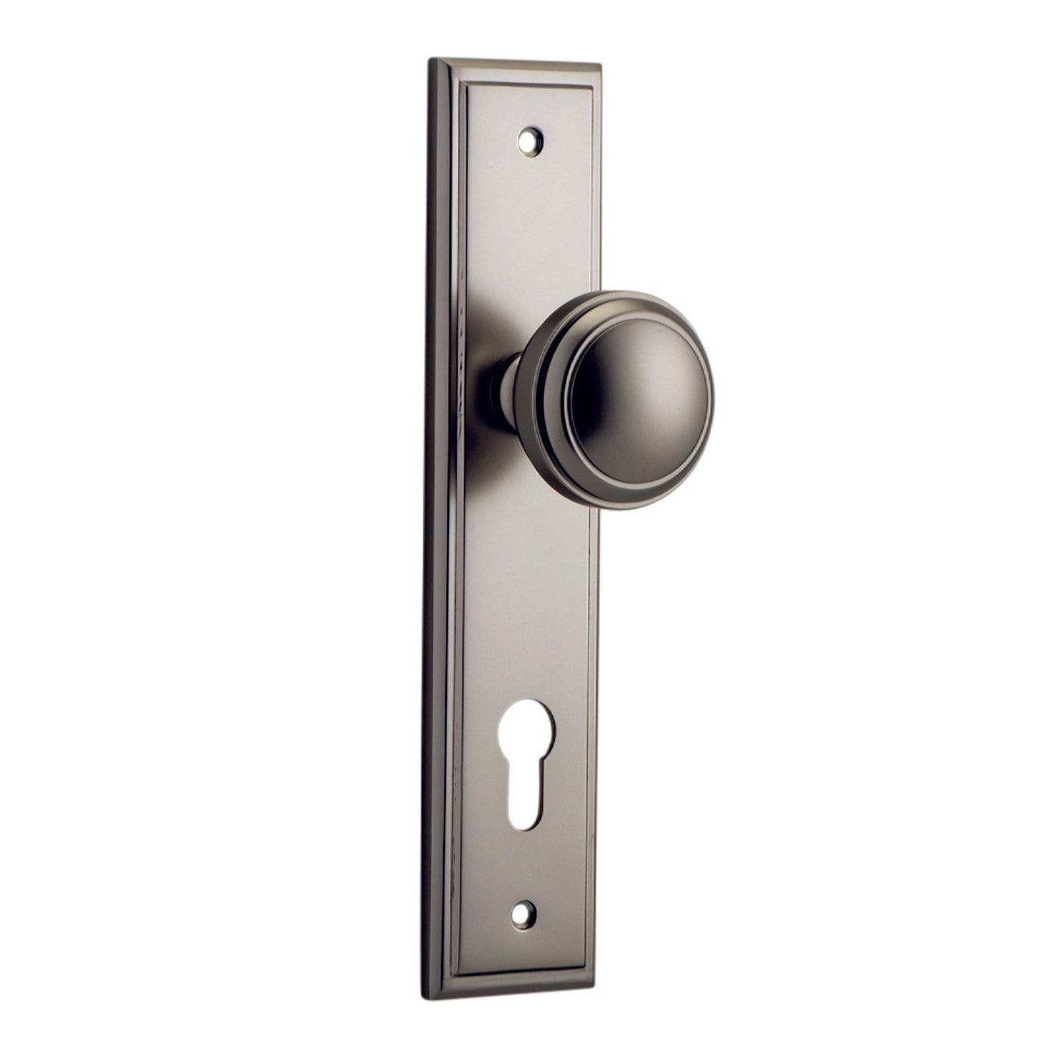 Iver Door Knob Paddington Stepped Euro Pair Satin Nickel