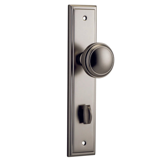 Iver Door Knob Paddington Stepped Privacy Pair Satin Nickel