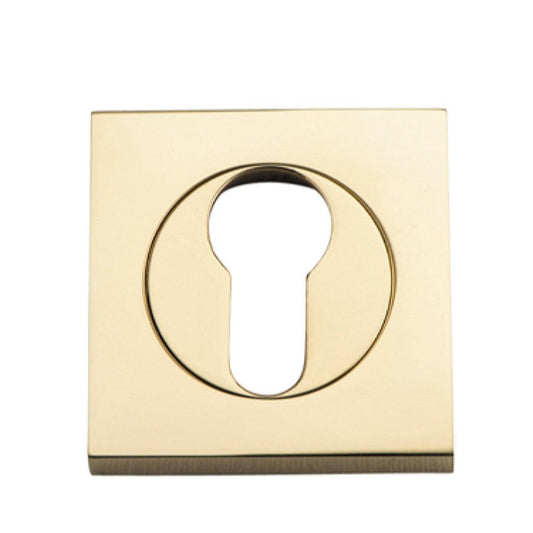 Iver Escutcheon Euro Concealed Fix Square Pair Polished Brass