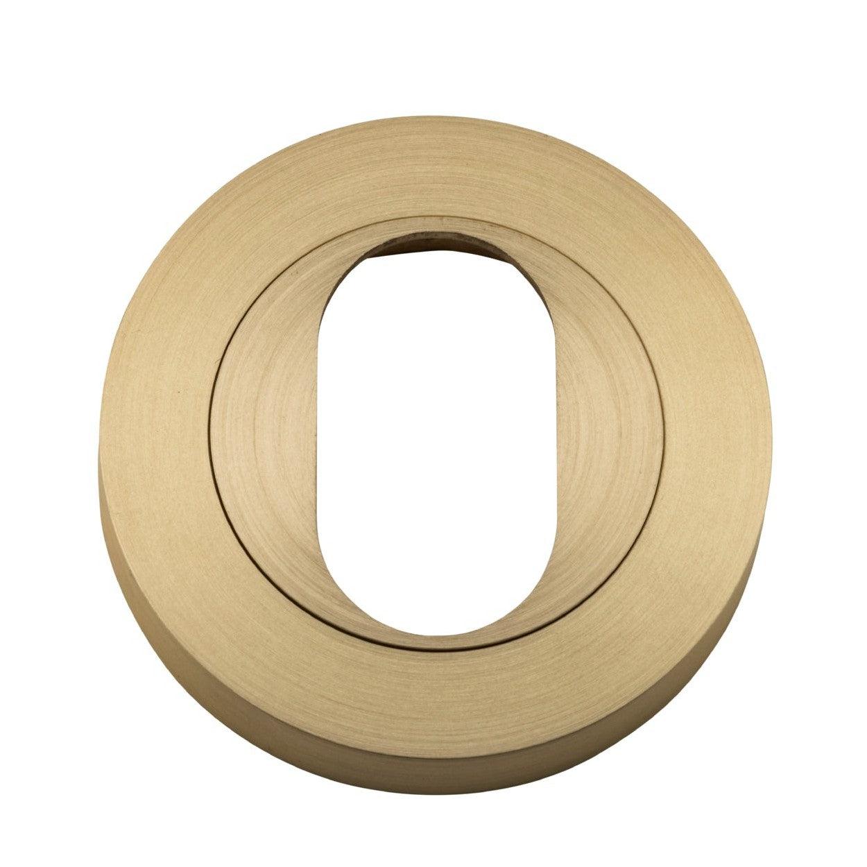 Iver Escutcheon Oval Round Pair Brushed Brass