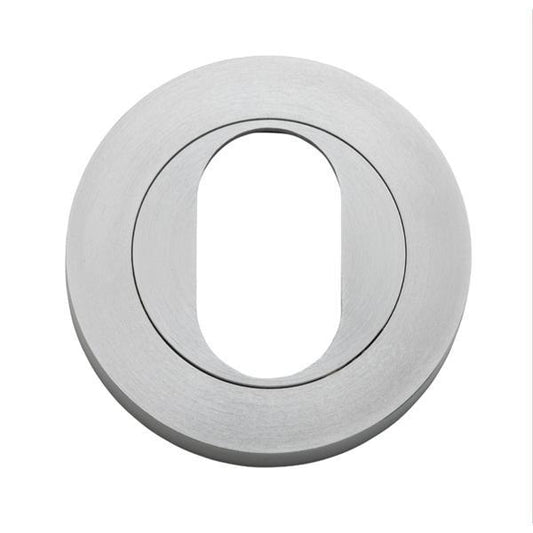 Iver Escutcheon Oval Round Pair Brushed Chrome