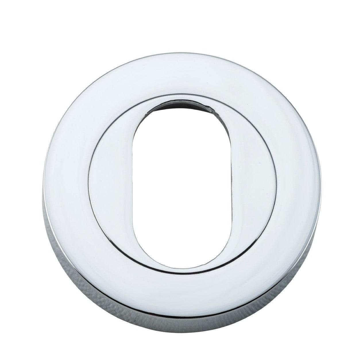 Iver Escutcheon Oval Round Pair Polished Chrome