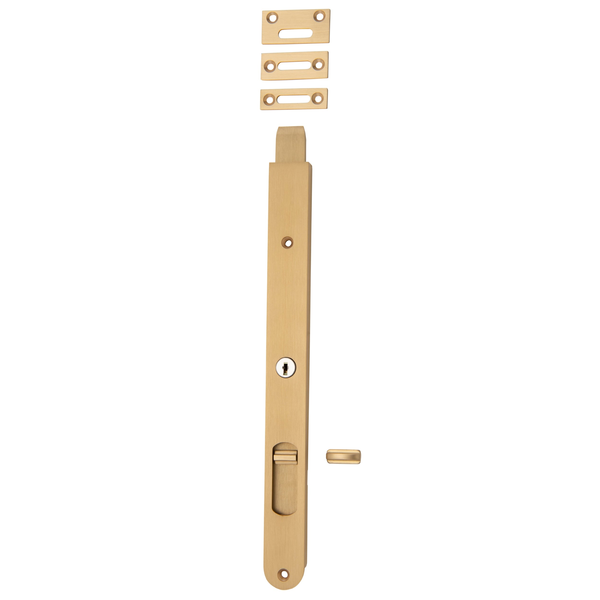 Iver Flush Bolt Locking Brushed Brass H300mm