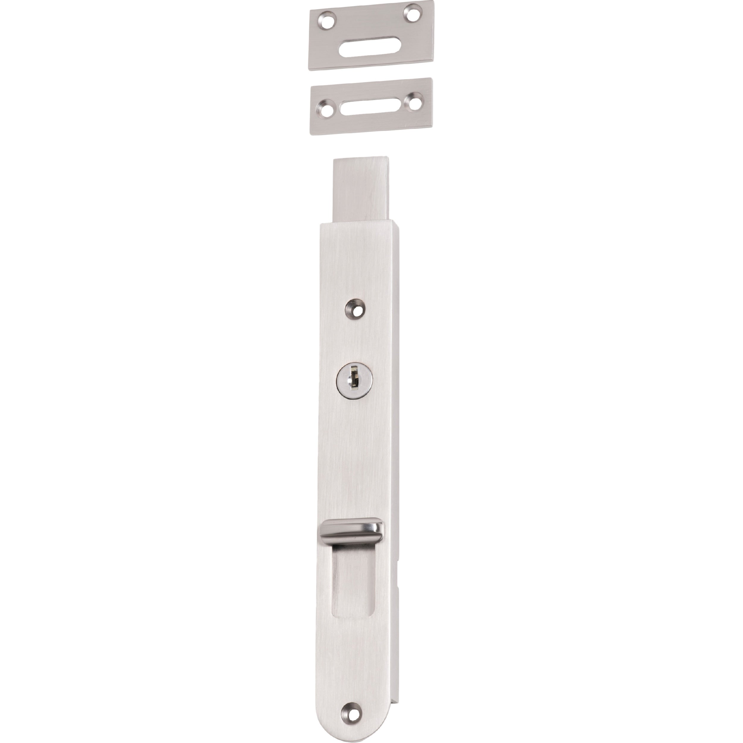 Iver Flush Bolt Locking Satin Nickel H200mm