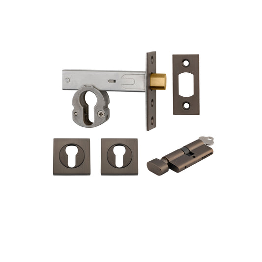 Iver Mortice Deadbolt Euro Signature Brass Backset 60mm Key/Thumb Escutcheon Square Kit
