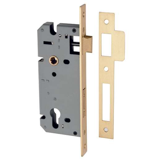 Iver Mortice Lock Euro Brushed Brass CTC85mm Backset 45mm