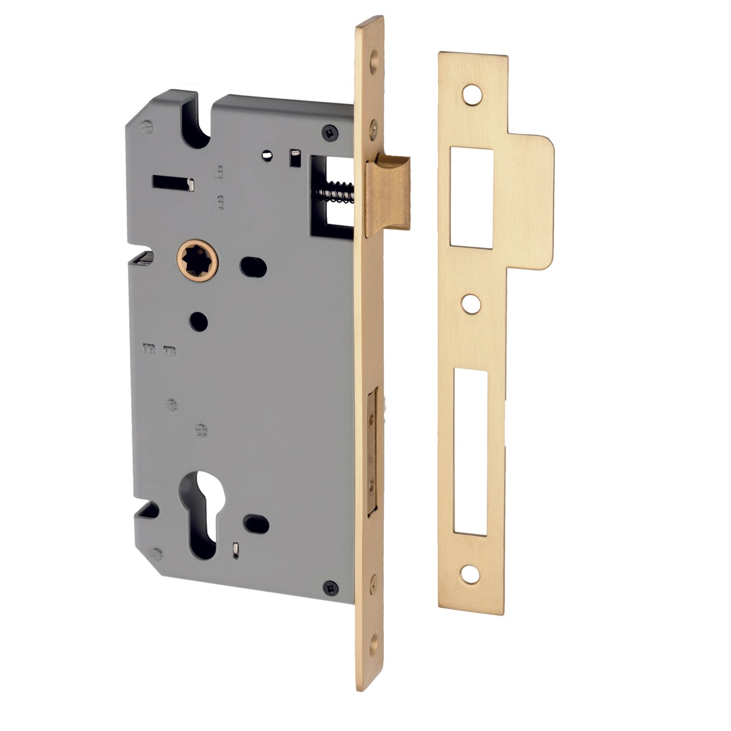 Iver Mortice Lock Euro Brushed Brass CTC85mm Backset 60mm