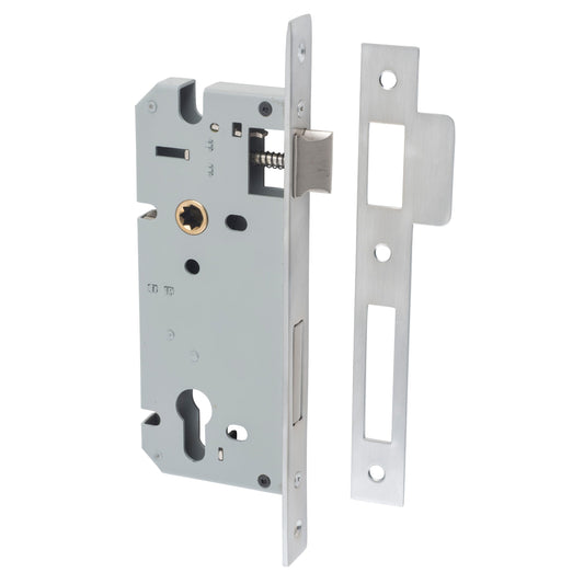 Iver Mortice Lock Euro Brushed Chrome CTC85mm Backset 45mm