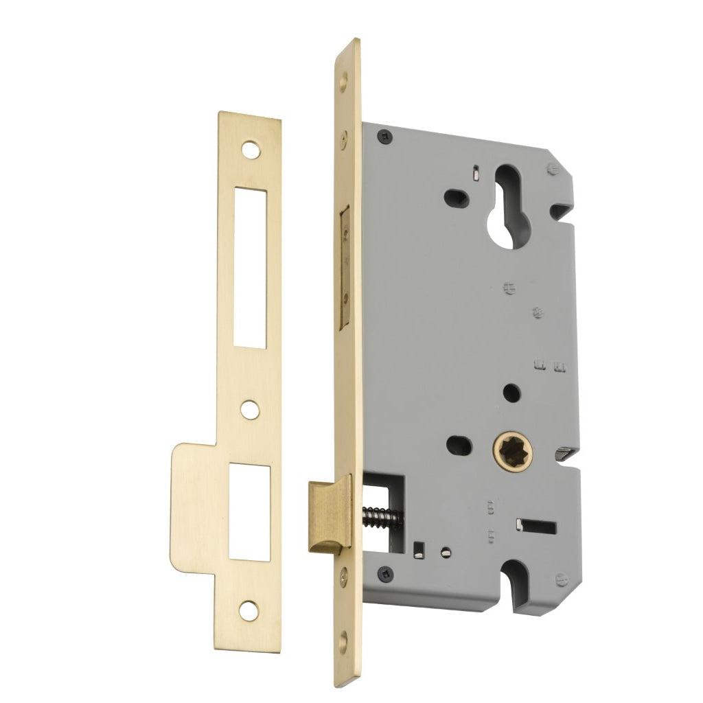 Iver Mortice Lock Euro Brushed Gold PVD CTC85mm Backset 60mm