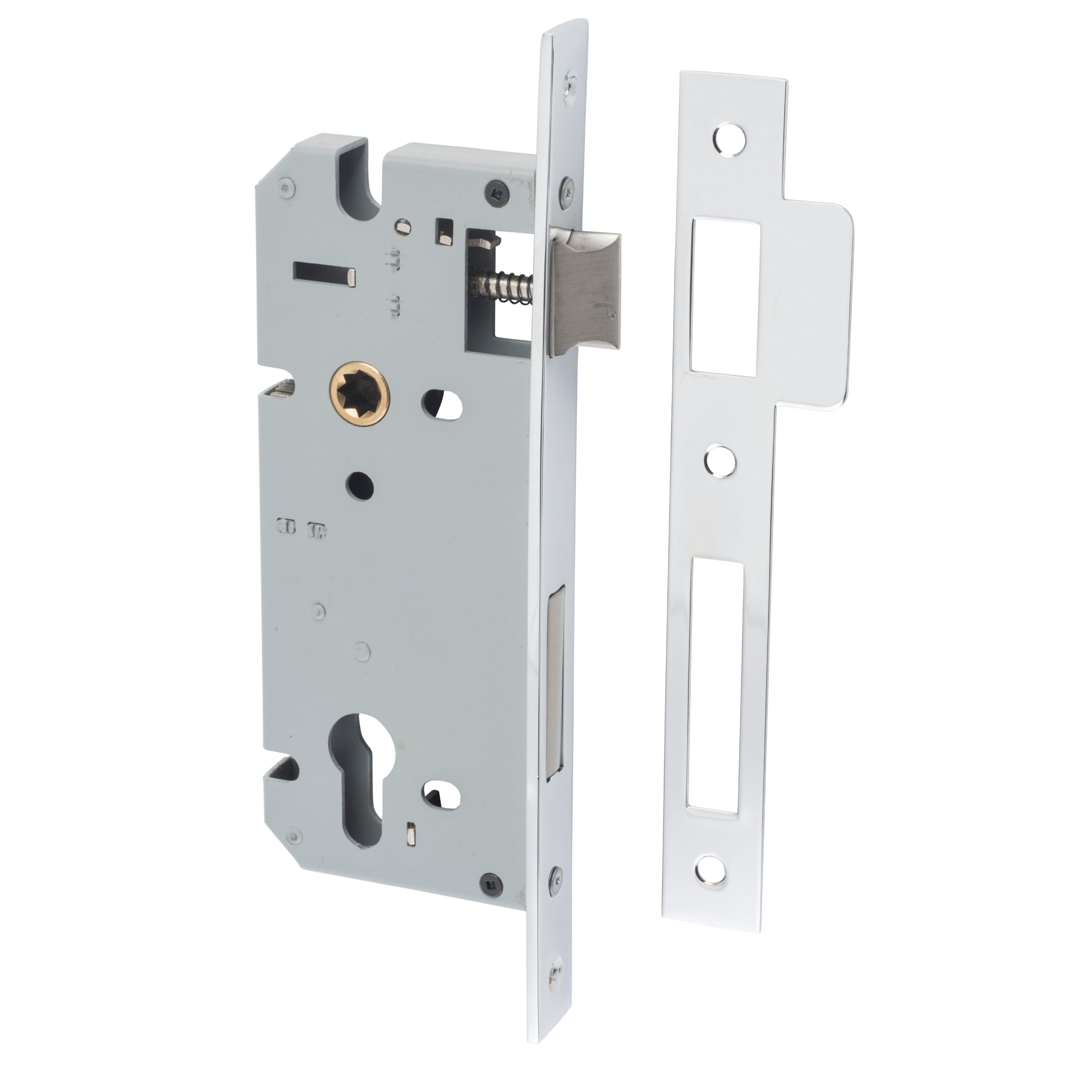 Iver Mortice Lock Euro Polished Chrome CTC85mm Backset 45mm