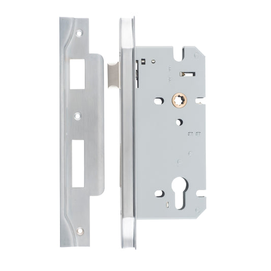 Iver Mortice Lock Euro Rebated Brushed Chrome CTC85mm Backset 60mm