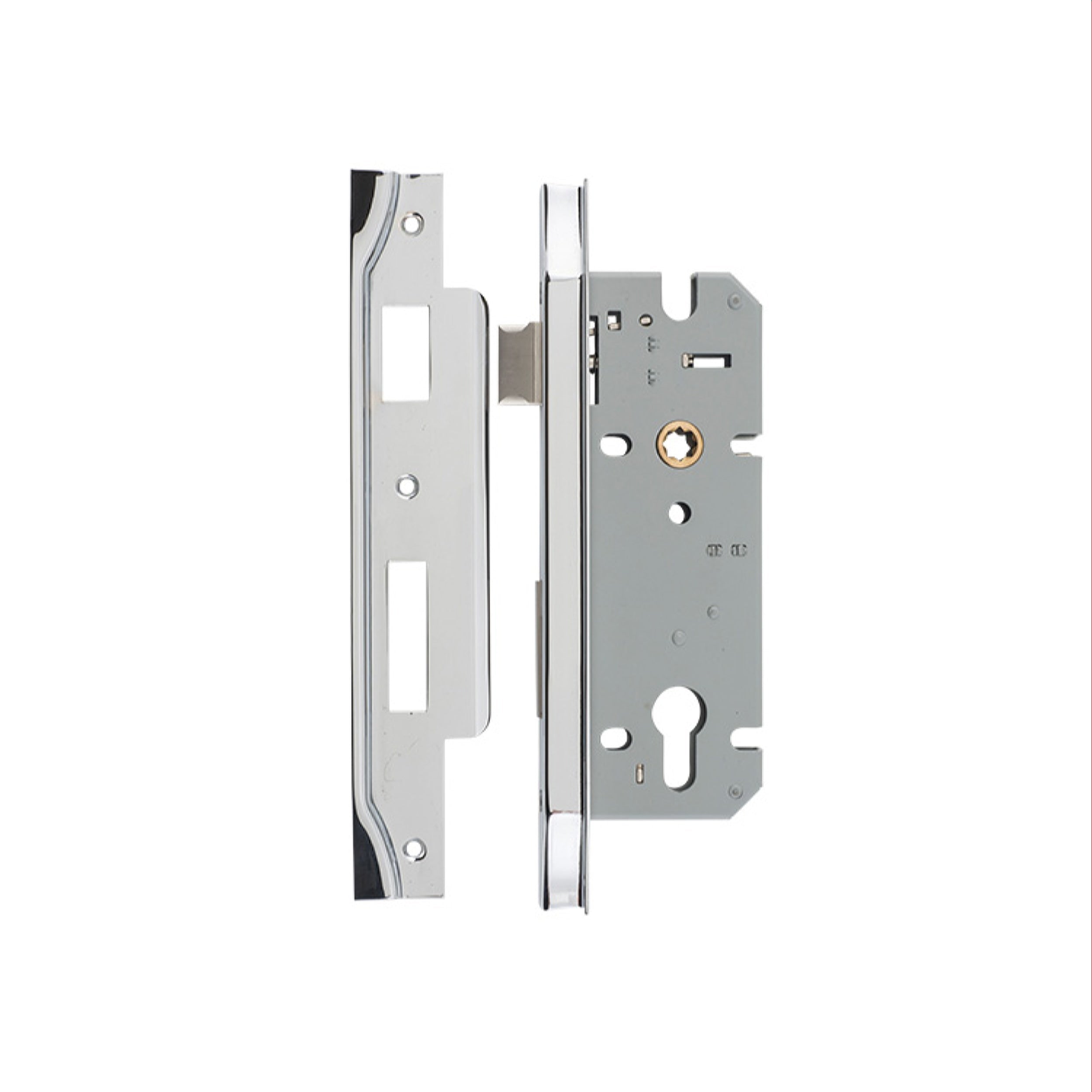 Iver Mortice Lock Euro Rebated Polished Chrome CTC85mm Backset 45mm