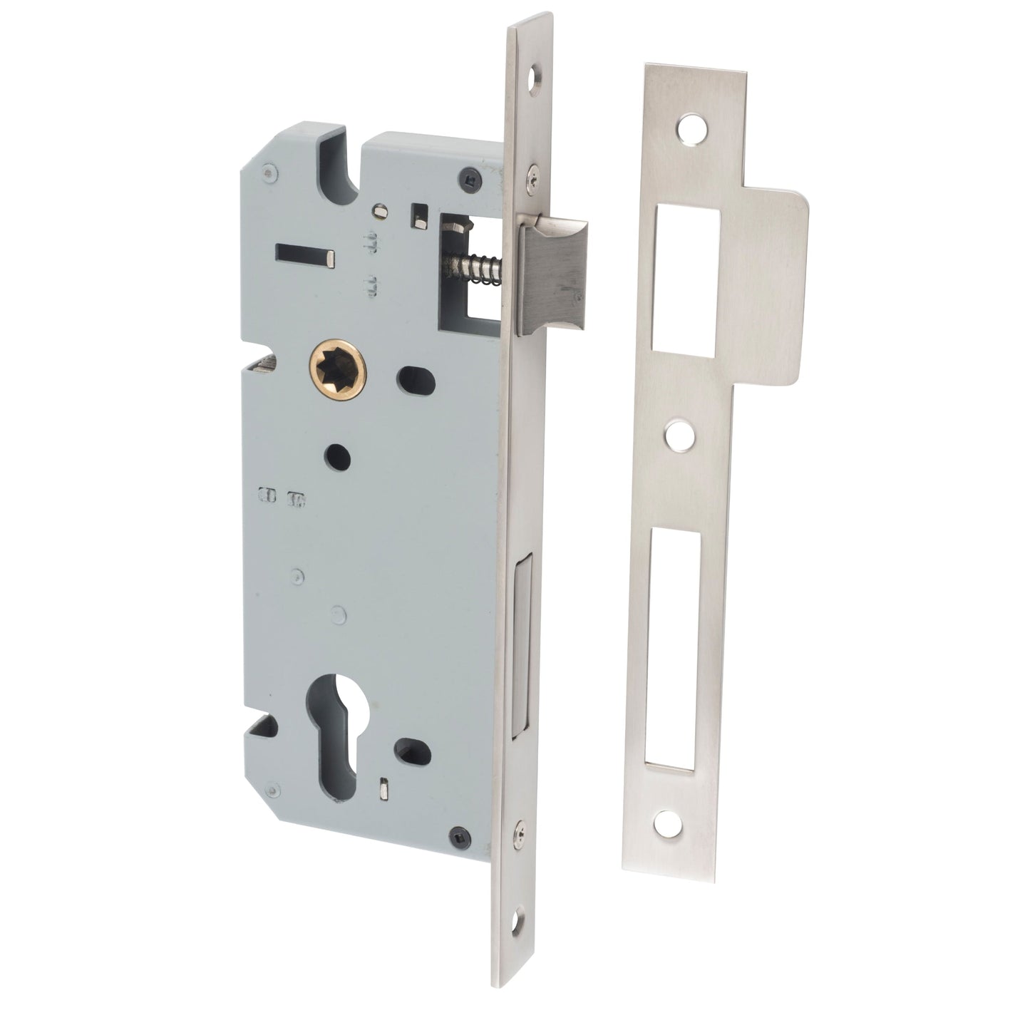 Iver Mortice Lock Euro Satin Nickel CTC85mm Backset 45mm