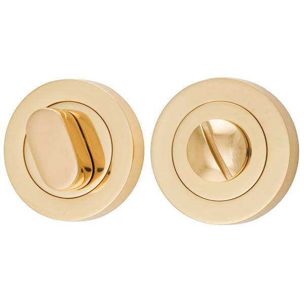 Iver Privacy Turn Oval Concealed Fix Round Polished Brass