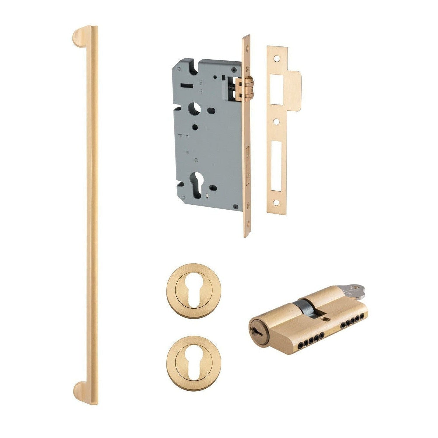 Iver Pull Handle Baltimore Key/Key Brushed Brass Entrance Kit