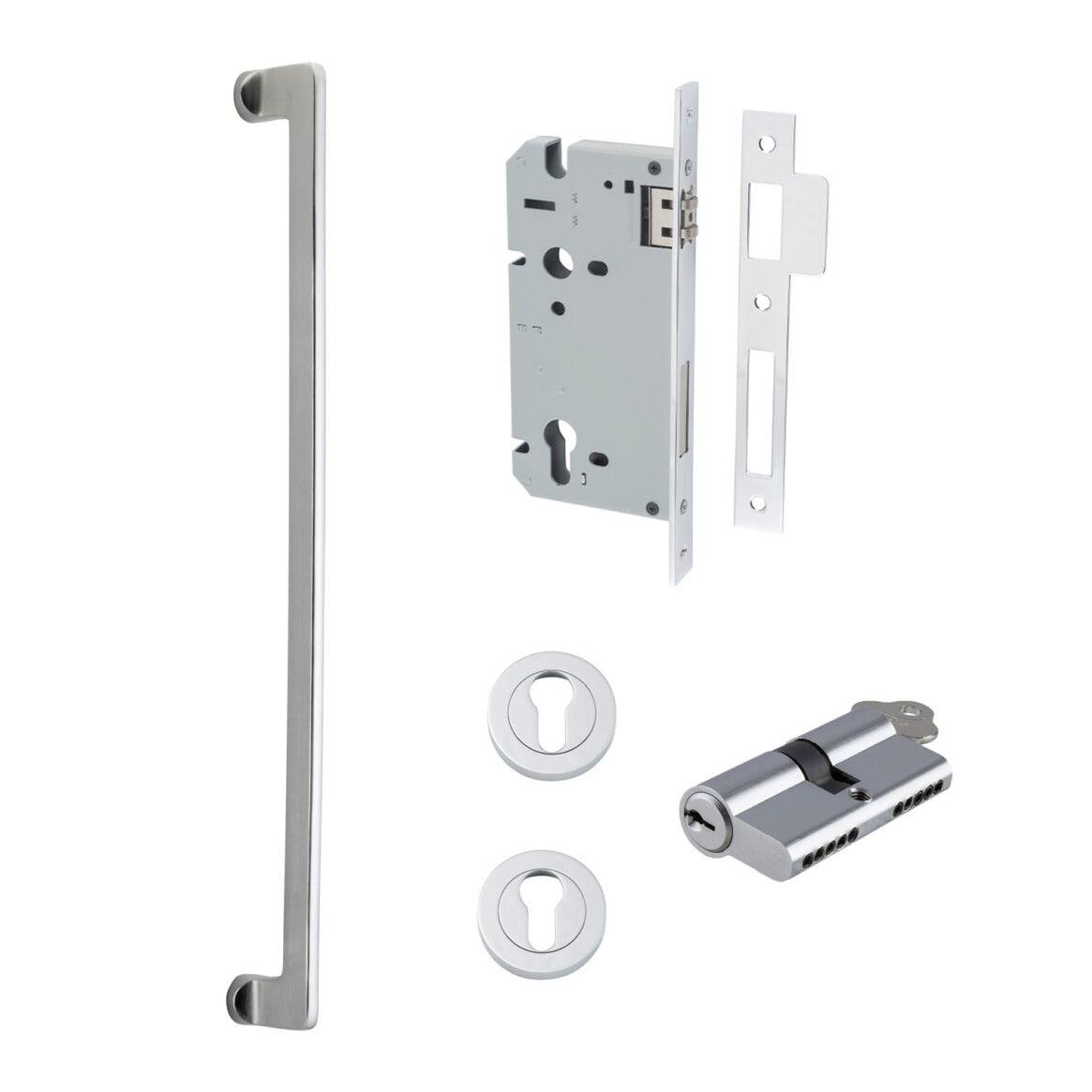 Iver Pull Handle Baltimore Key/Key Brushed Chrome Entrance Kit