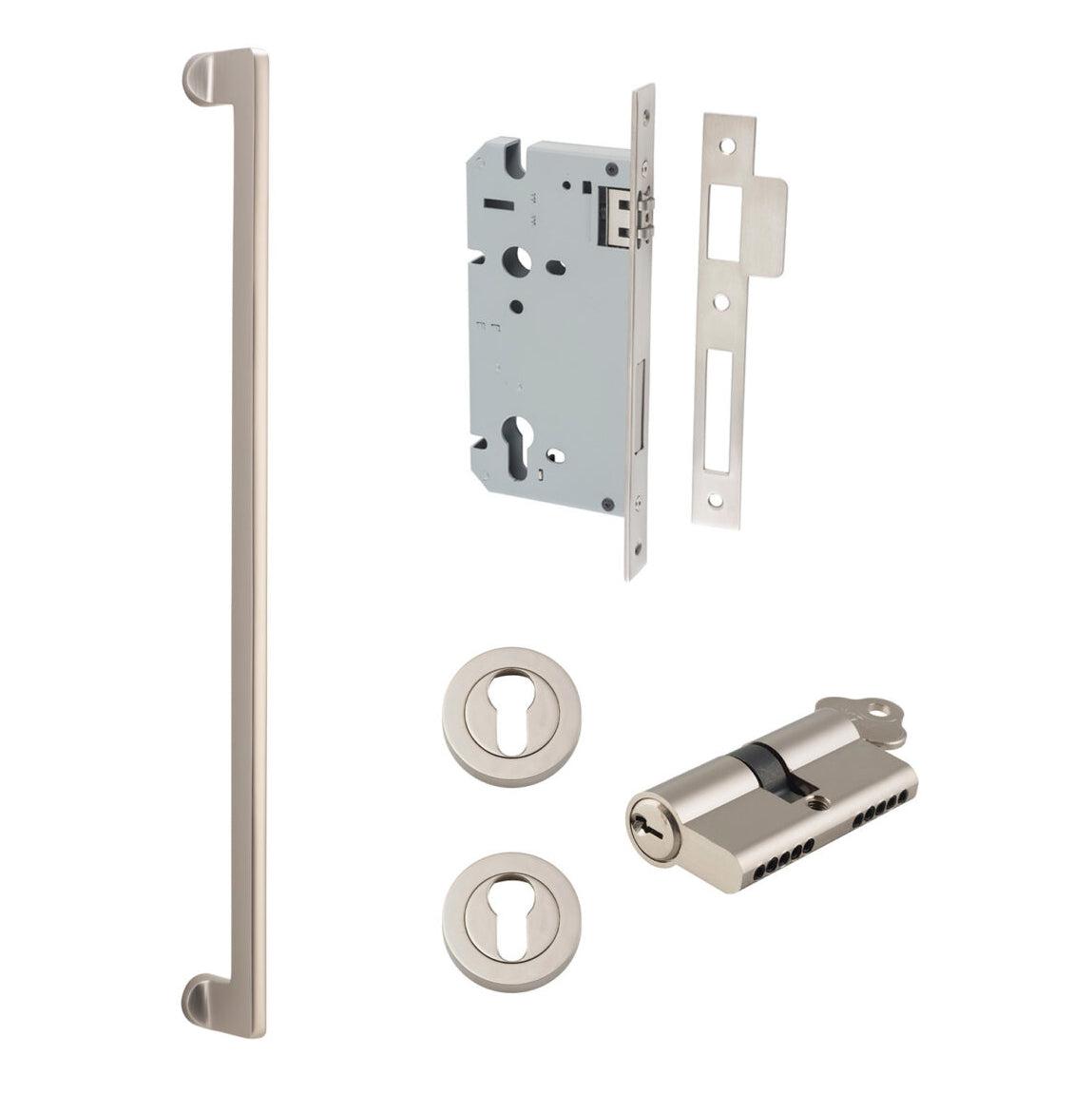 Iver Pull Handle Baltimore Key/Key Satin Nickel Entrance Kit