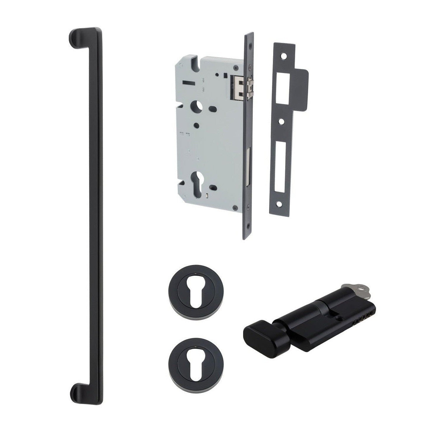 Iver Pull Handle Baltimore Key/Thumb Matt Black Entrance Kit