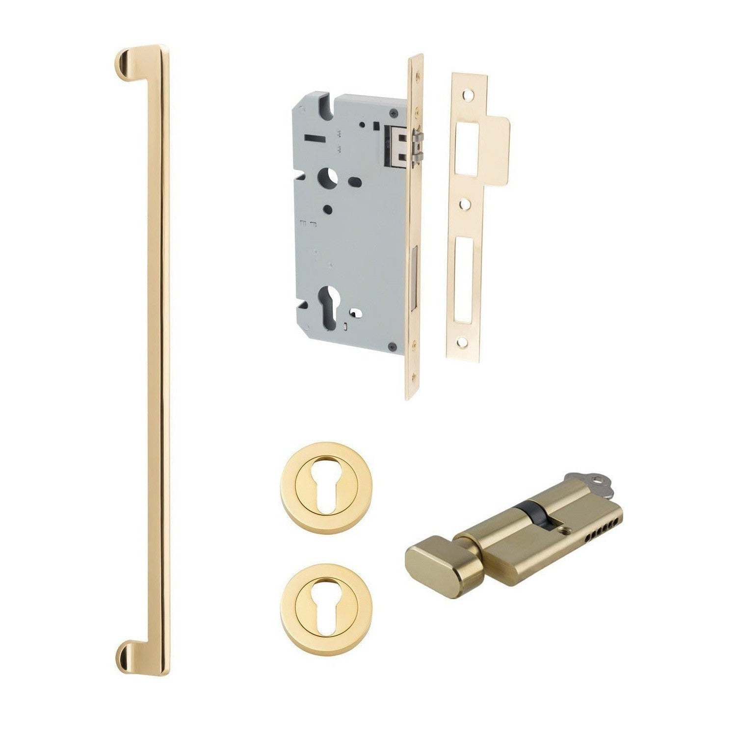 Iver Pull Handle Baltimore Key/Thumb Polished Brass Entrance Kit