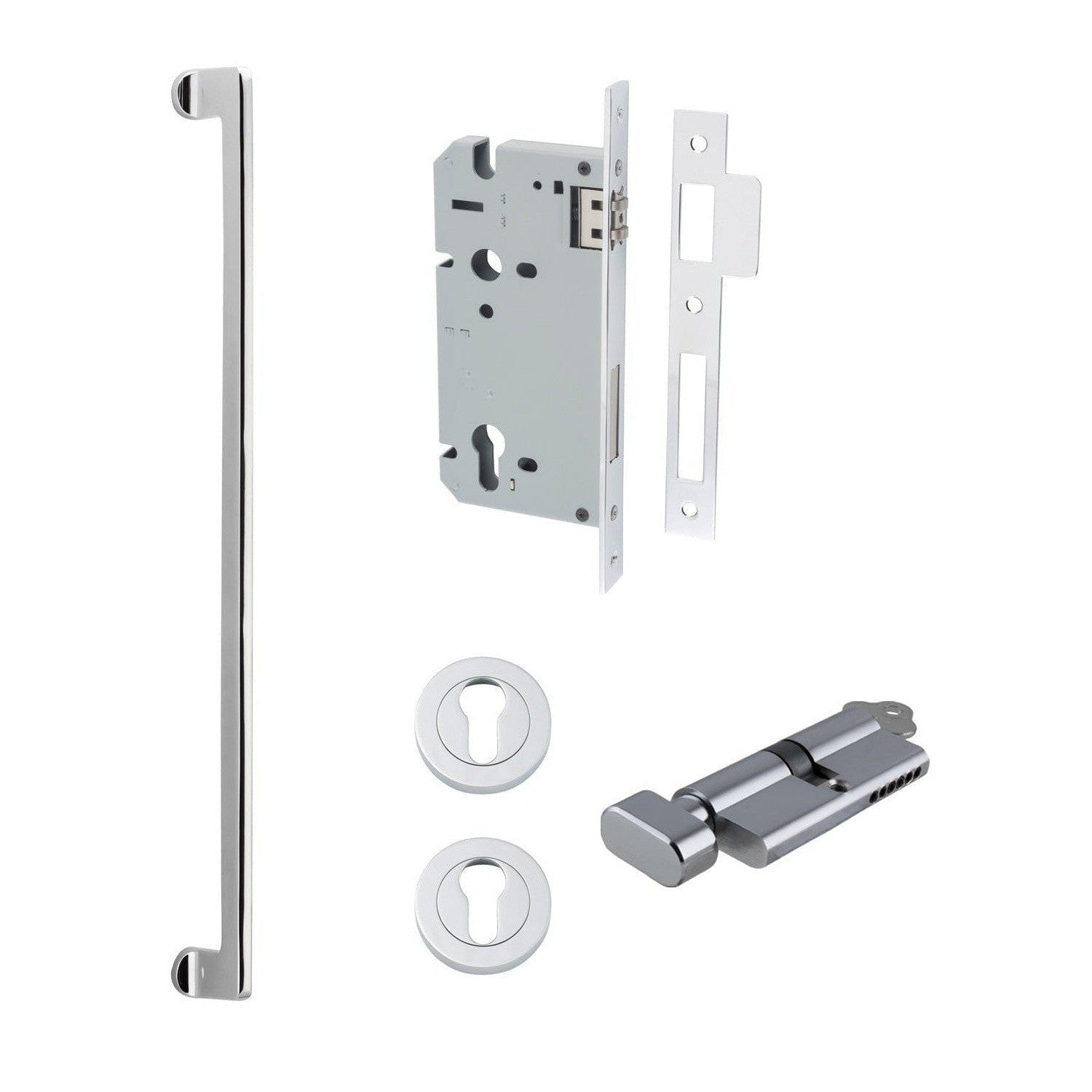 Iver Pull Handle Baltimore Key/Thumb Polished Chrome Entrance Kit