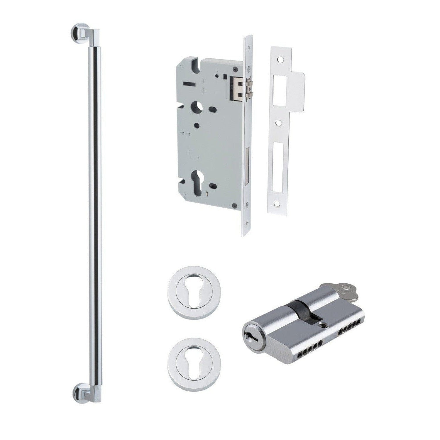 Iver Pull Handle Berlin Key/Key Polished Chrome Entrance Kit L635mm