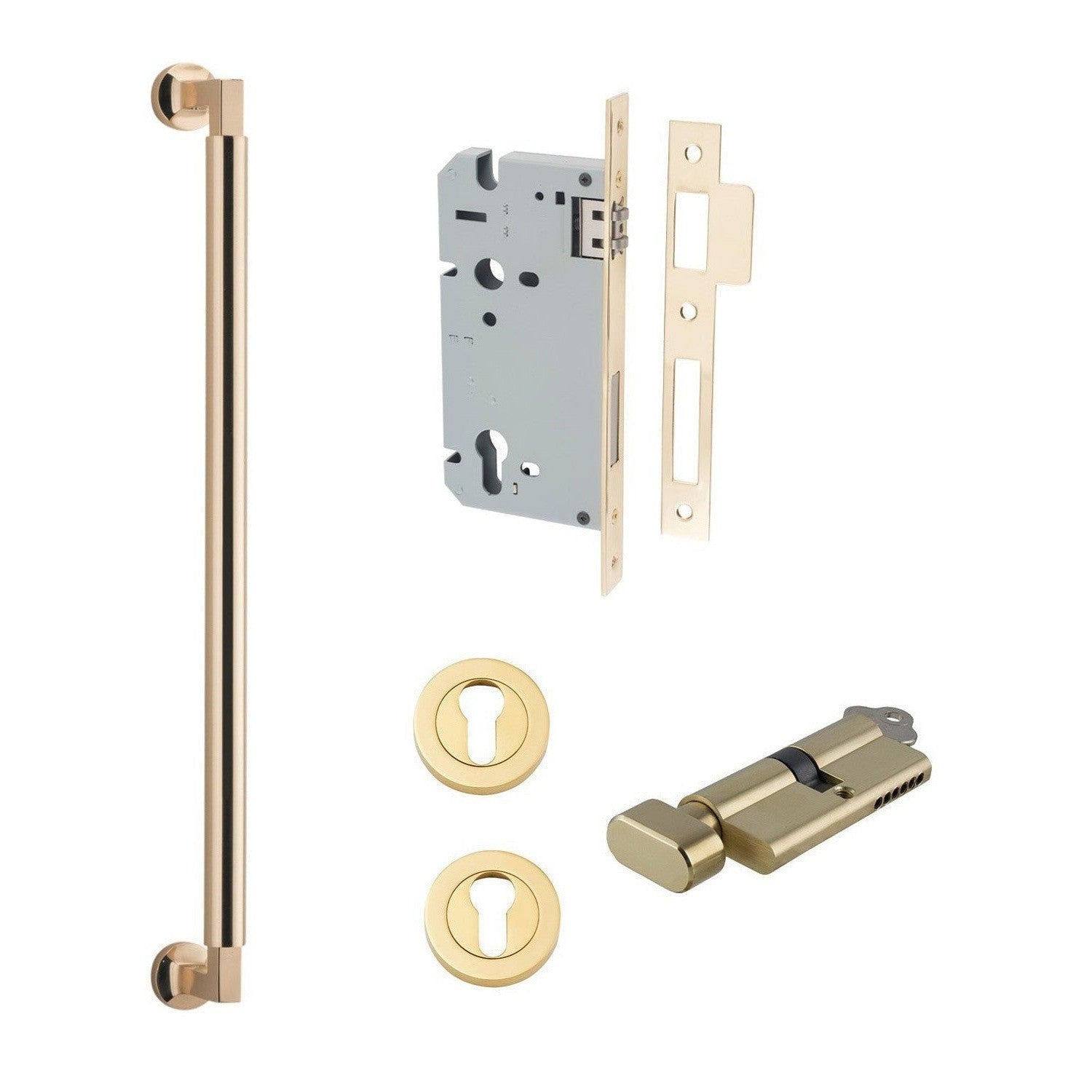 Iver Pull Handle Berlin Key/Thumb Polished Brass Entrance Kit L485mm