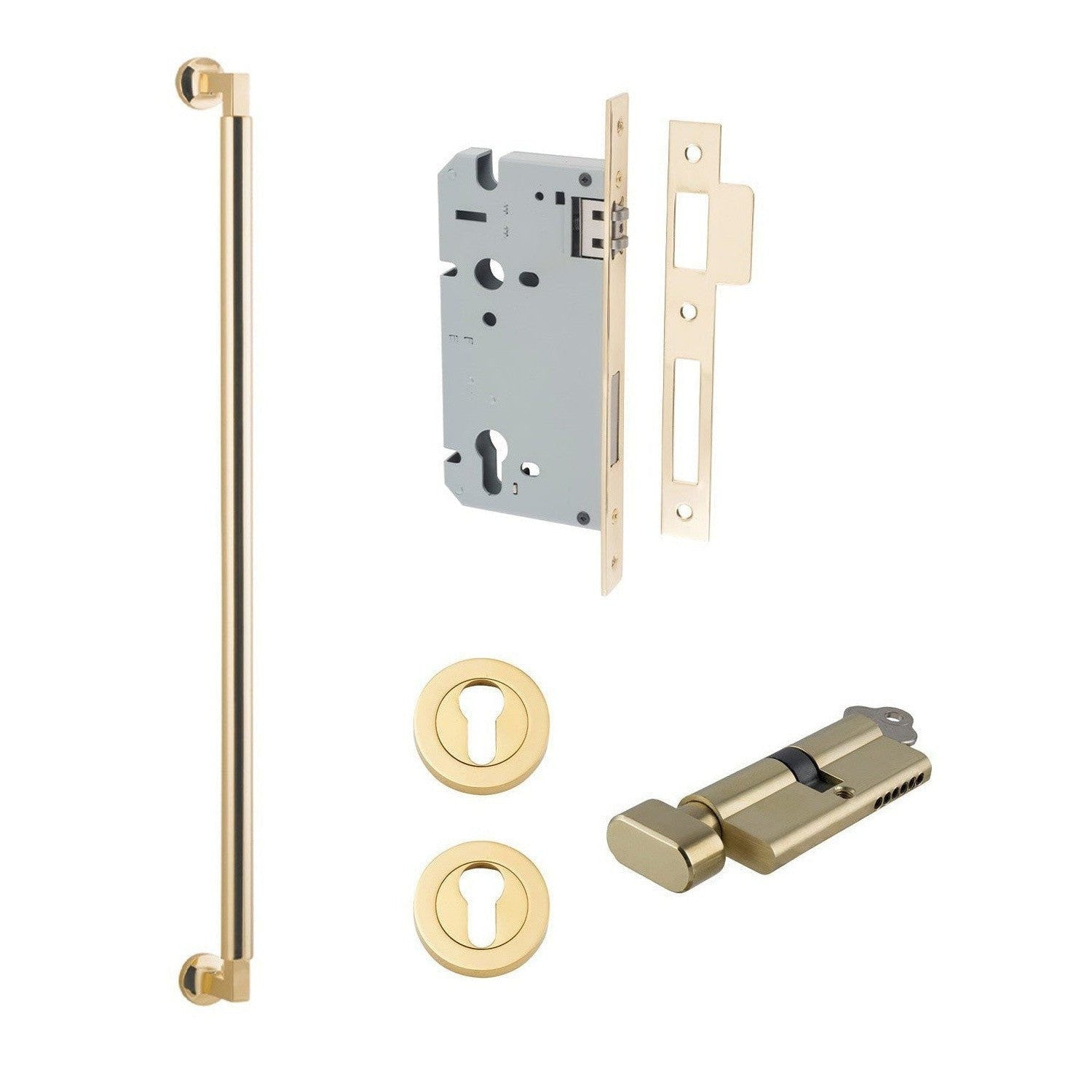 Iver Pull Handle Berlin Key/Thumb Polished Brass Entrance Kit L635mm