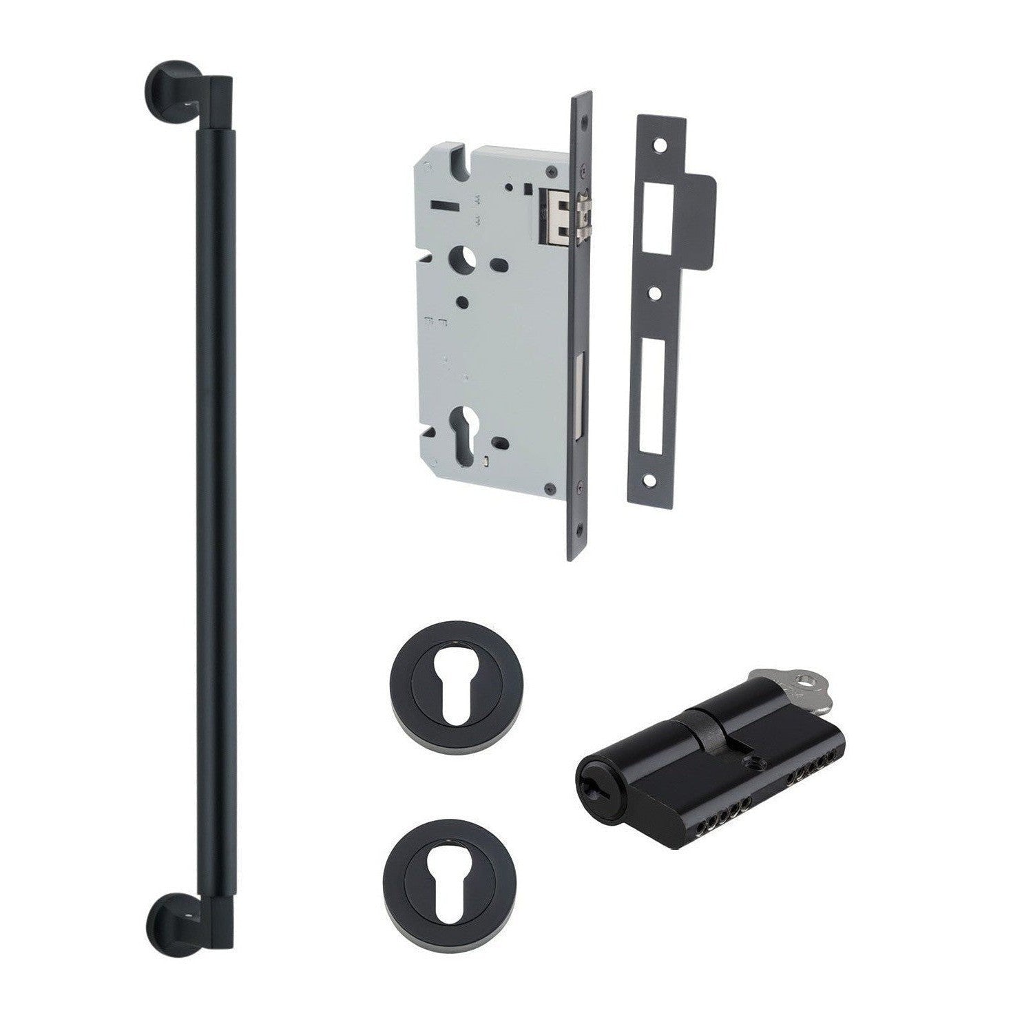 Iver Pull Handle Berlin Key/Key Matt Black Entrance Kit L485mm