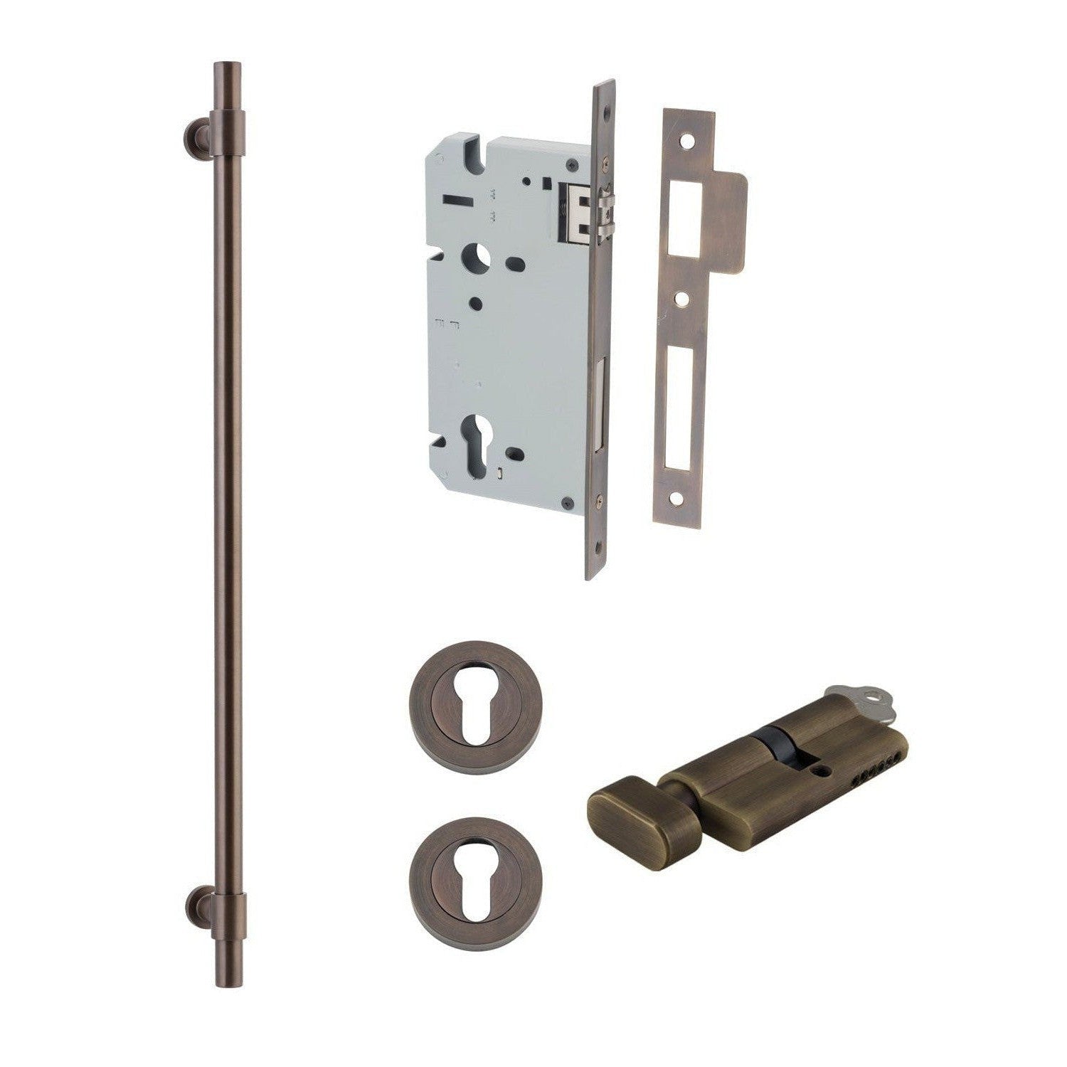 Iver Pull Handle Helsinki Key/Thumb Signature Brass L710mm Entrance Kit