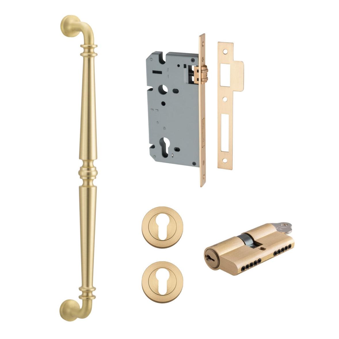 Iver Pull Handle Sarlat Key/Key Brushed Gold PVD L485mm Entrance Kit