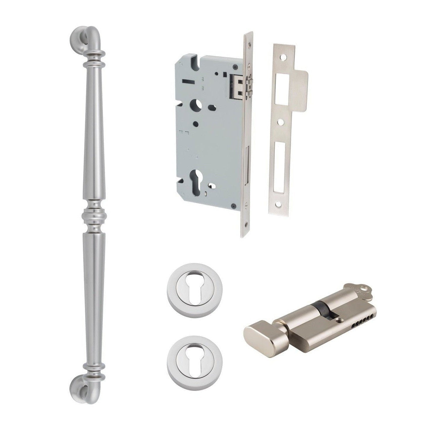 Iver Pull Handle Sarlat Key/Thumb Satin Nickel L485mm Entrance Kit