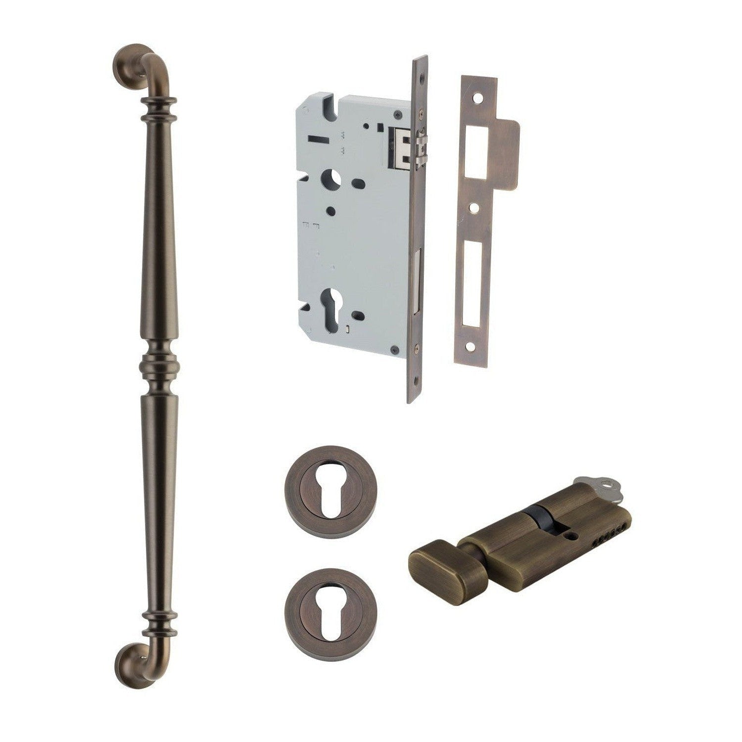 Iver Pull Handle Sarlat Key/Thumb Signature Brass L485mm Entrance Kit