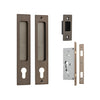 Iver Sliding Door Pull Rectangular Entrance Kit with High Security Lock Signature Brass