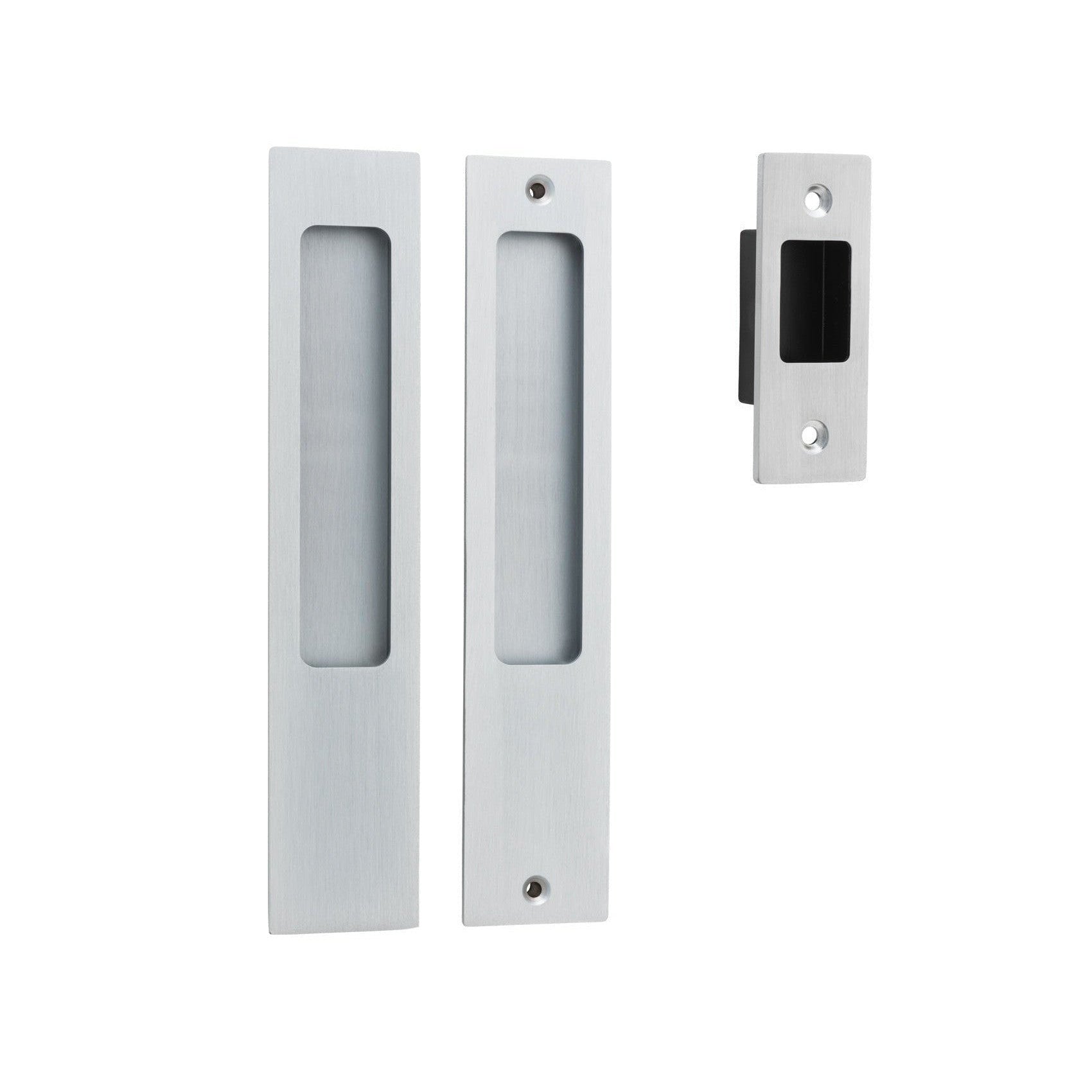 Iver Sliding Door Pull Rectangular Passage Kit Brushed Chrome