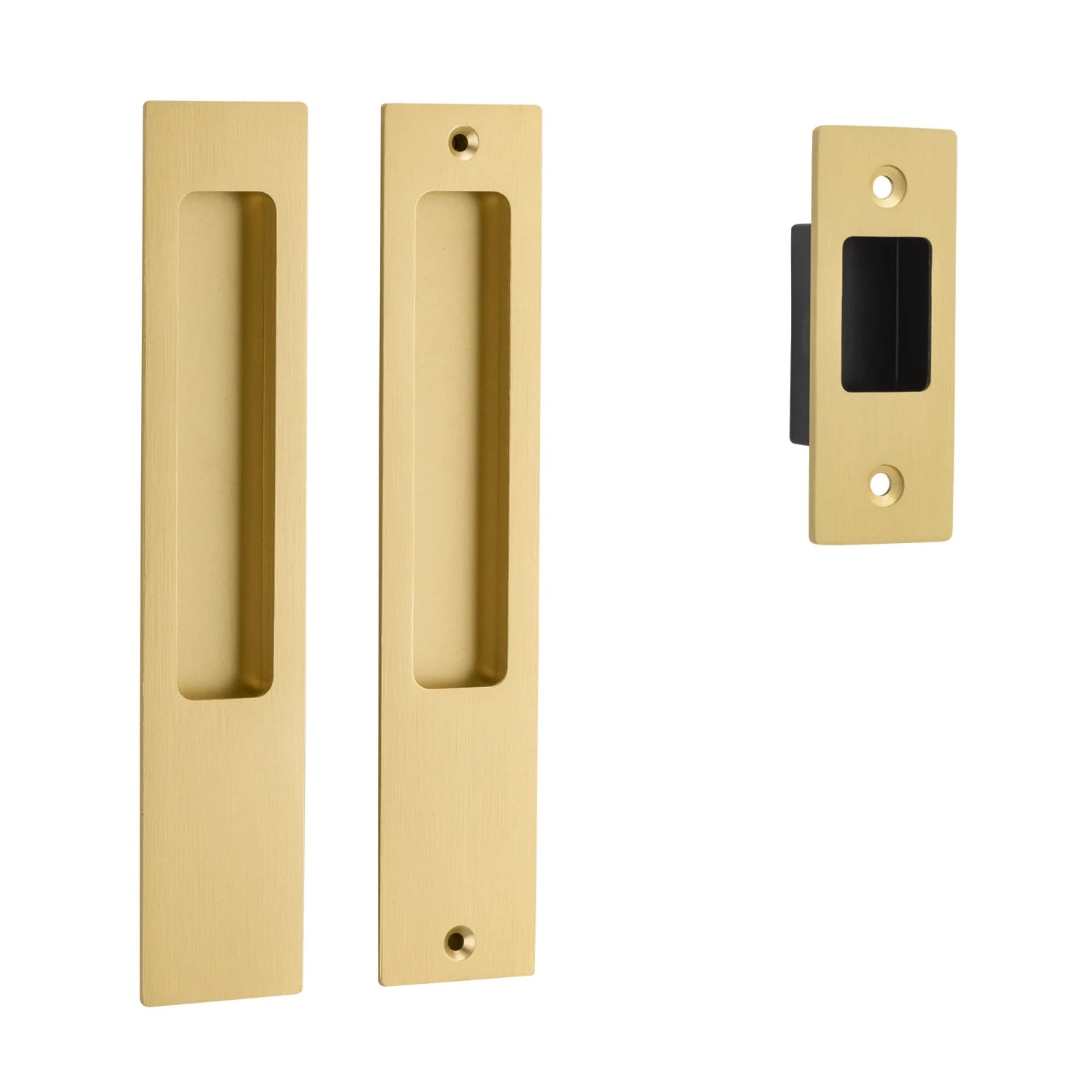 Iver Sliding Door Pull Rectangular Passage Kit Brushed Gold PVD