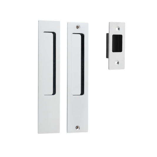 Iver Sliding Door Pull Rectangular Passage Kit Polished Chrome