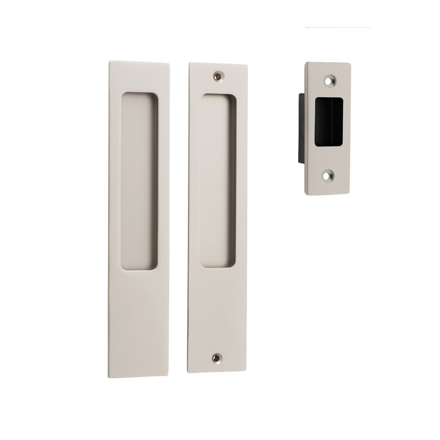 Iver Sliding Door Pull Rectangular Passage Kit Satin Nickel