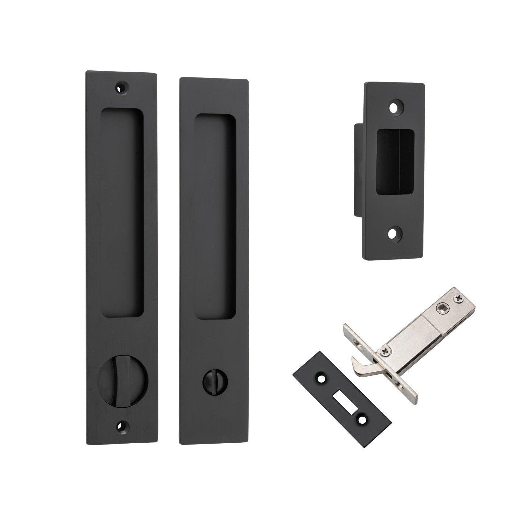 Iver Sliding Door Pull Rectangular Privacy Kit with Privacy Turn Matt Black