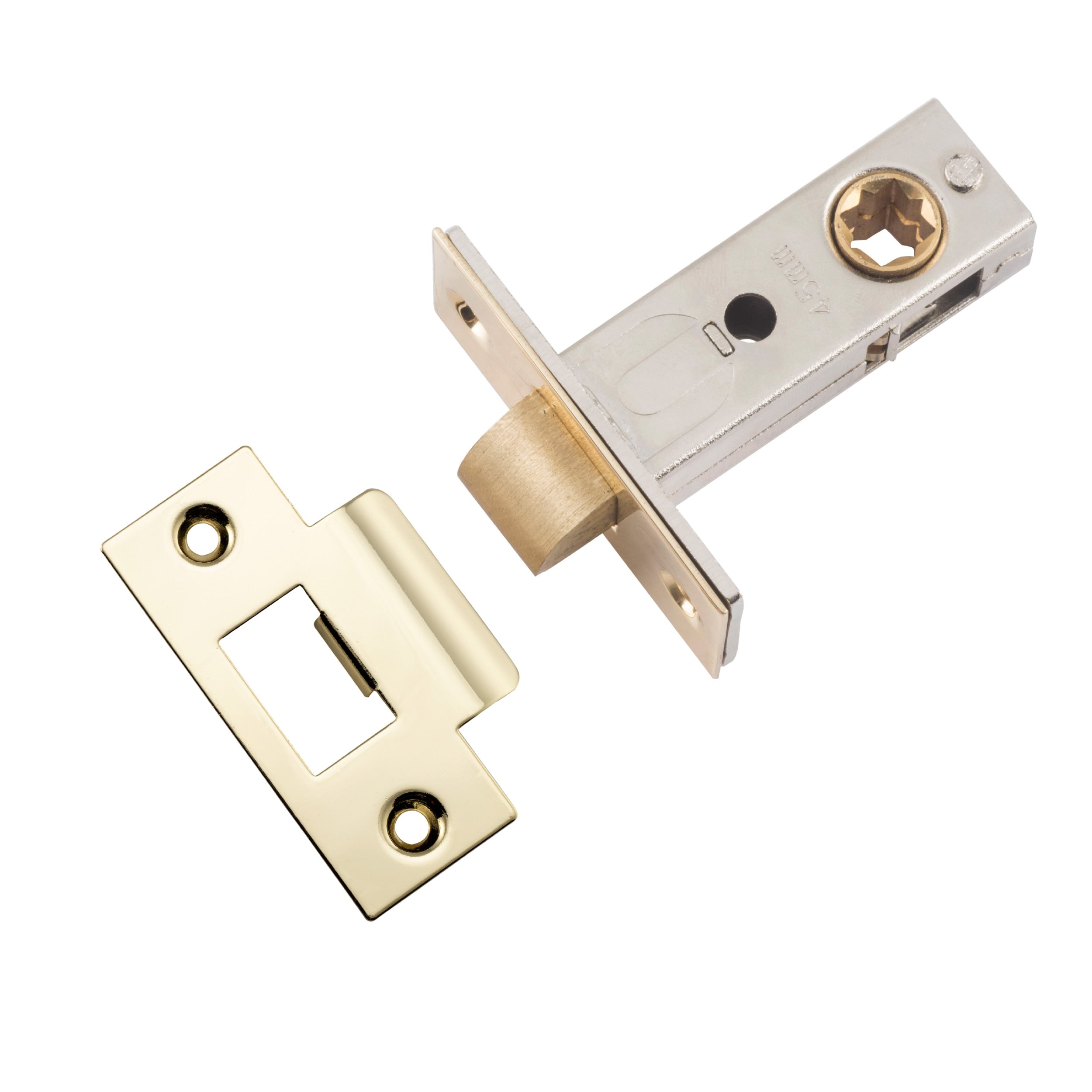 Iver Tube Latch Split Cam Hard Sprung 'T' Striker Polished Brass Backset 45mm