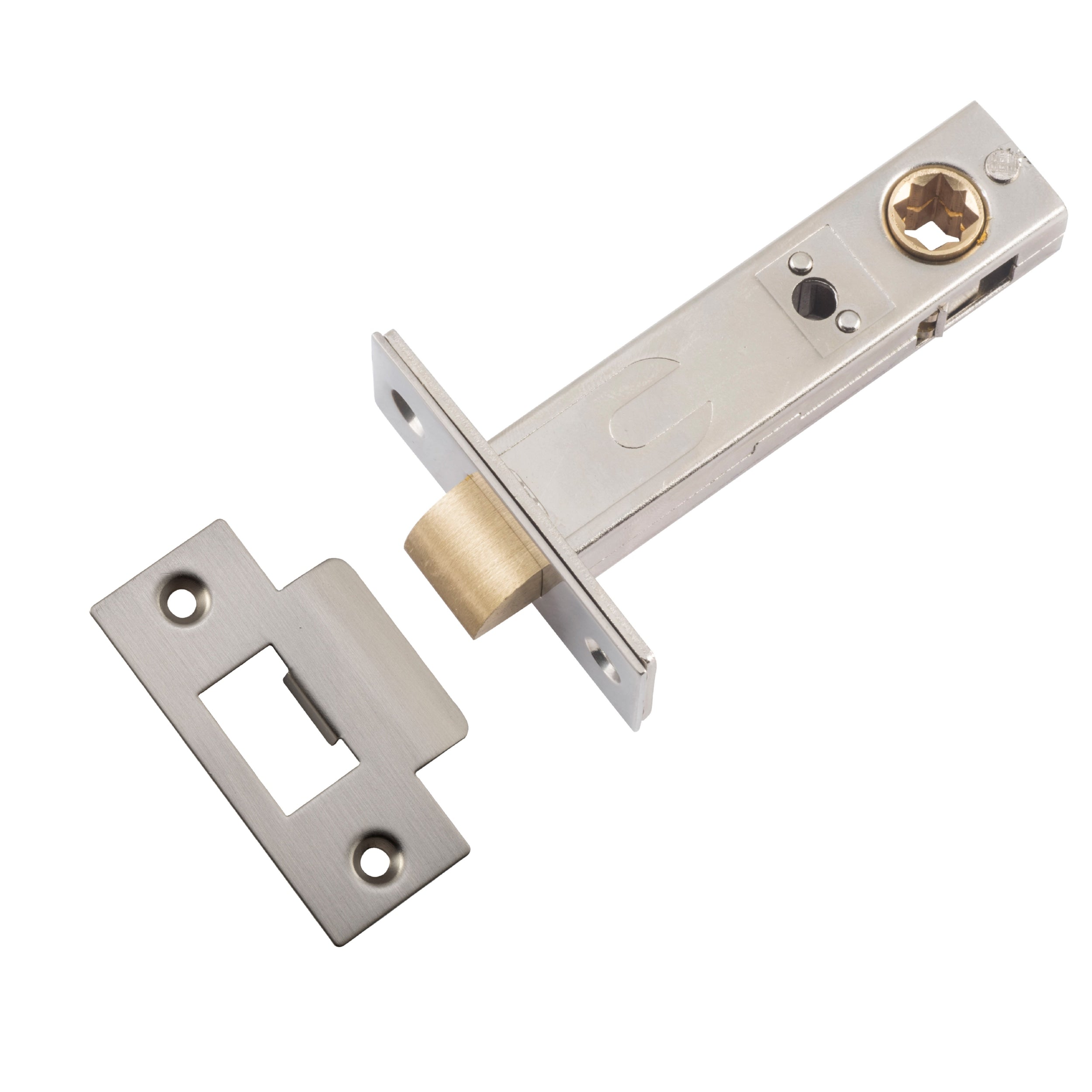 Iver Tube Latch Split Cam Hard Sprung 'T' Striker Satin Nickel Backset 70mm