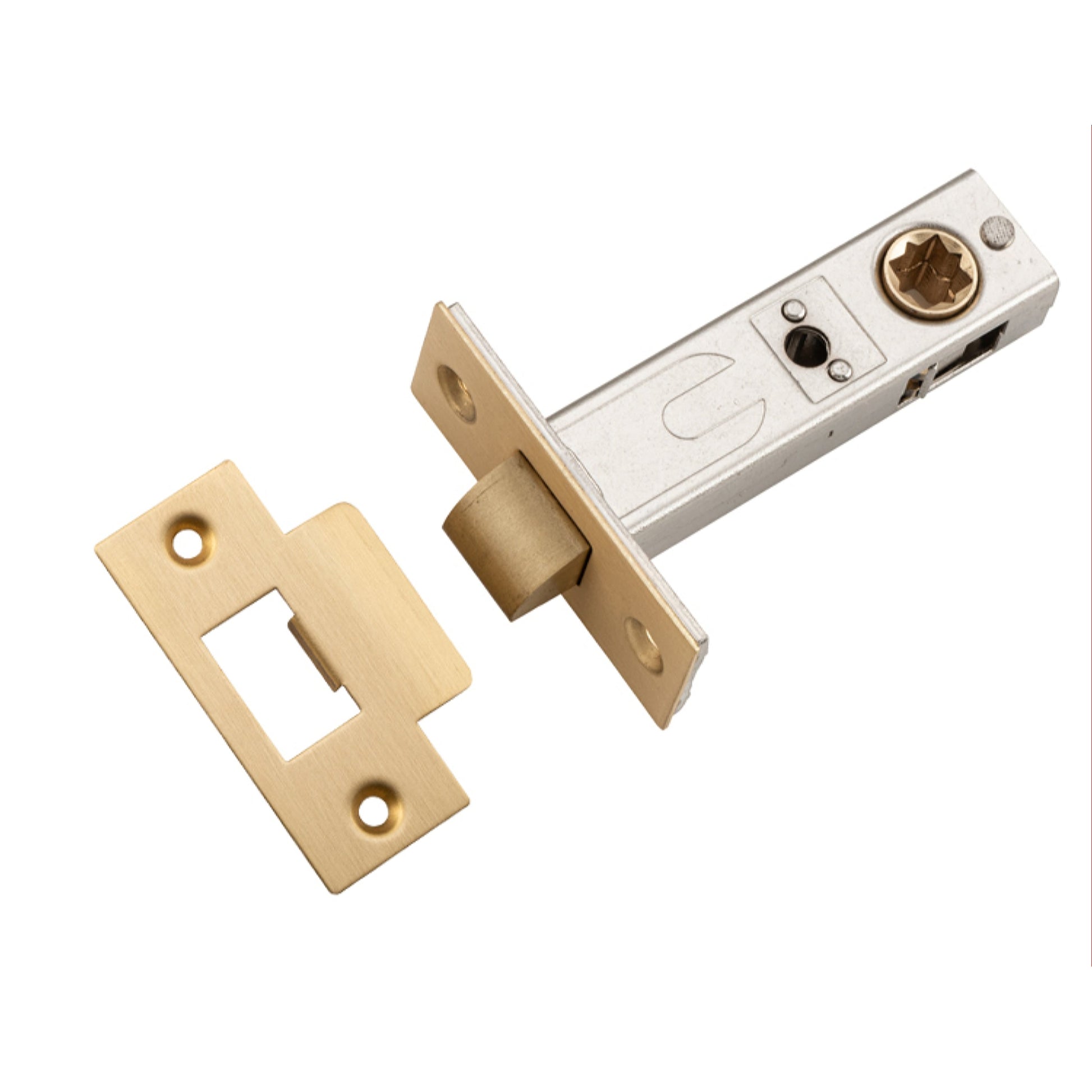 Iver Tube Latch Split Cam 'T' Striker Brushed Brass Backset 60mm