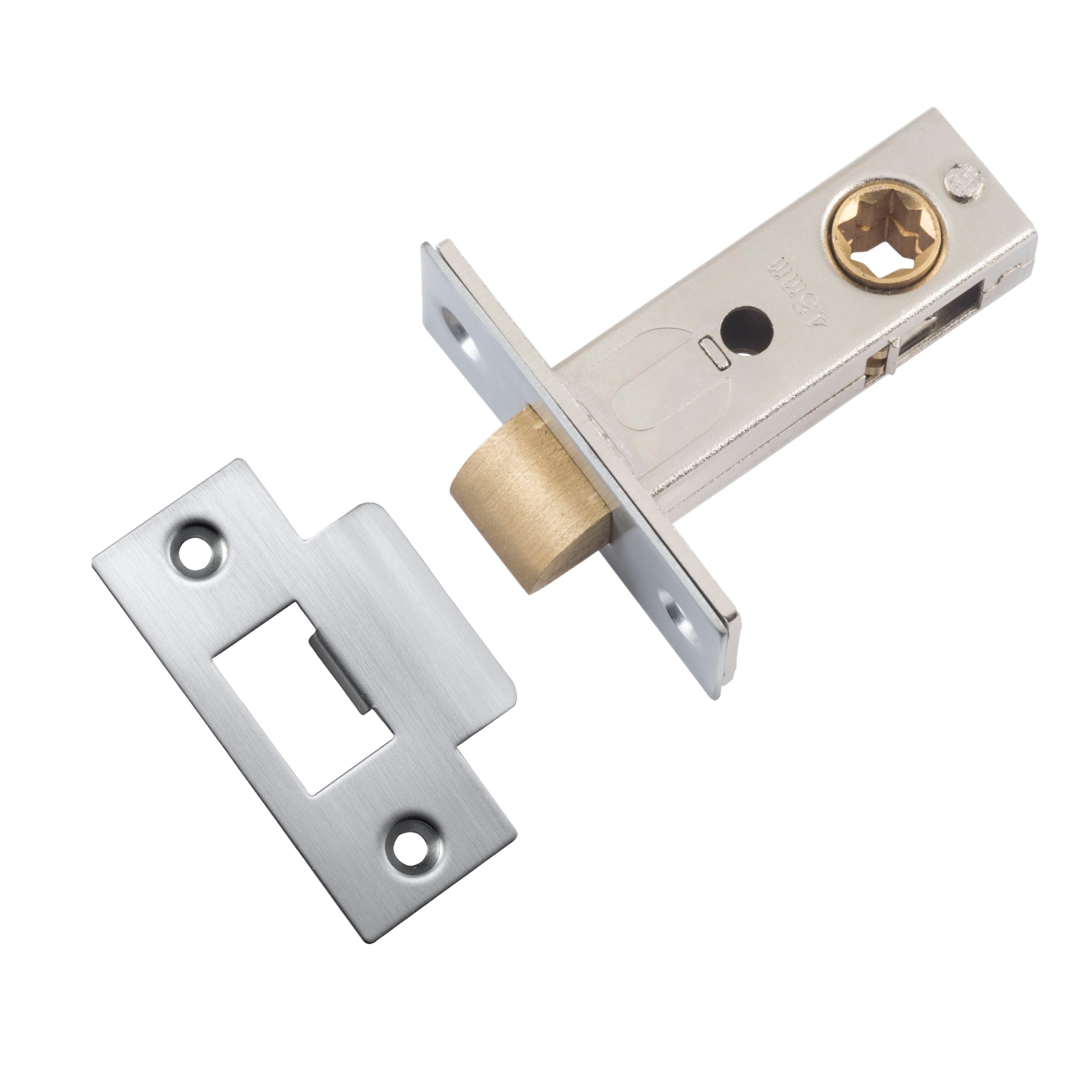 Iver Tube Latch Split Cam 'T' Striker Brushed Chrome Backset 45mm