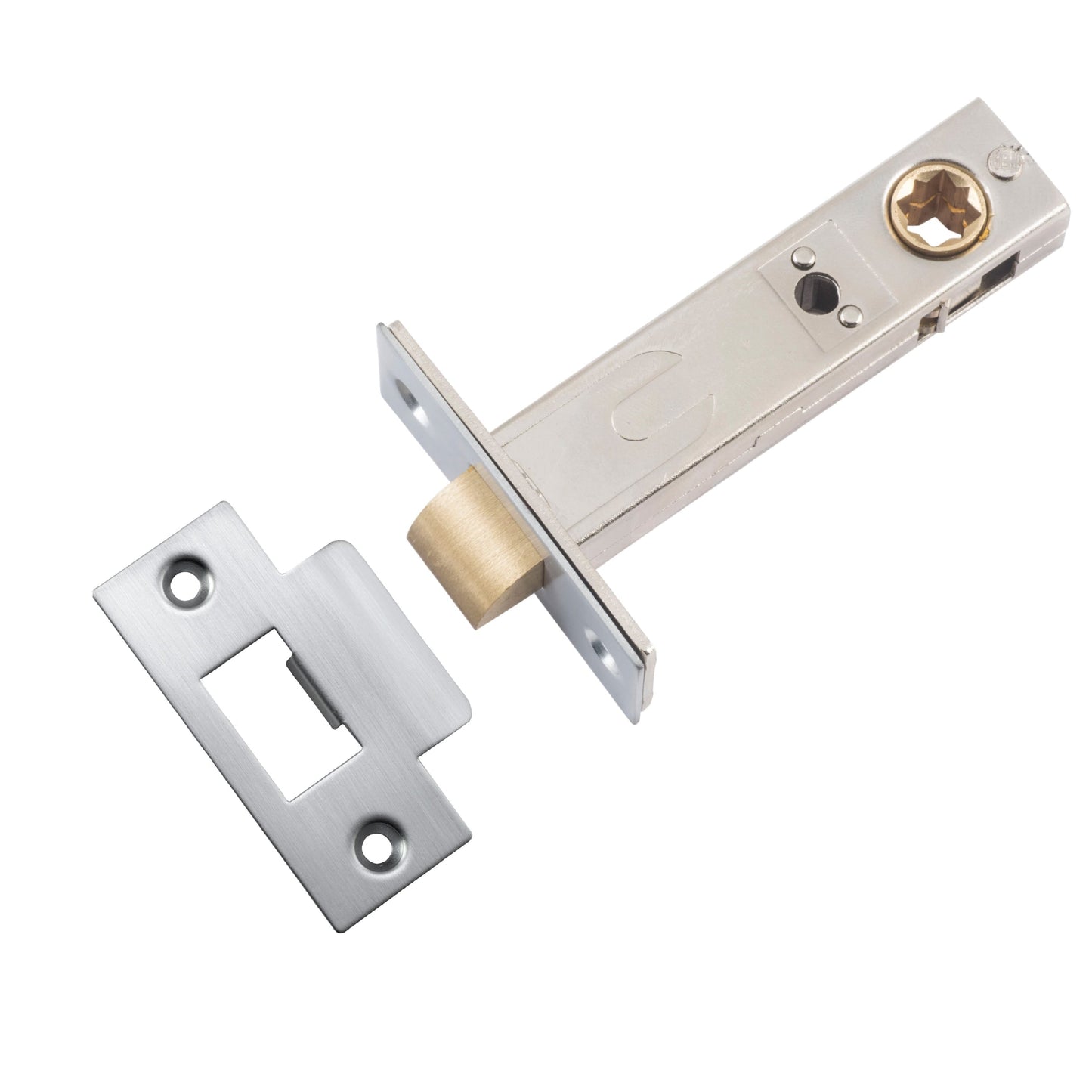 Iver Tube Latch Split Cam 'T' Striker Brushed Chrome Backset 70mm