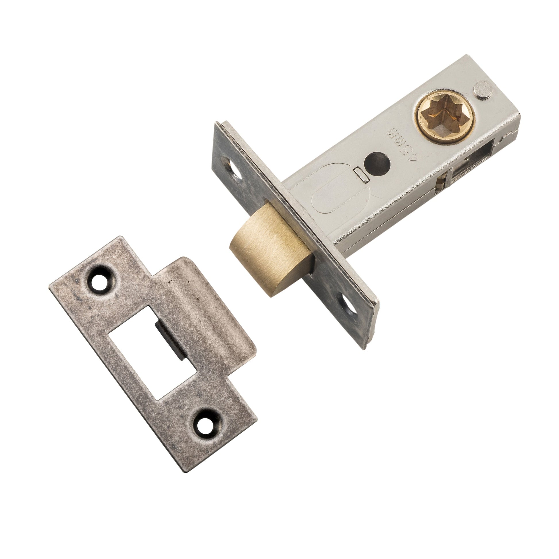 Iver Tube Latch Split Cam 'T' Striker Distressed Nickel Backset 45mm
