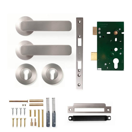 Momo Aspen Door Handle Entrance Set Dull Brushed Nickel