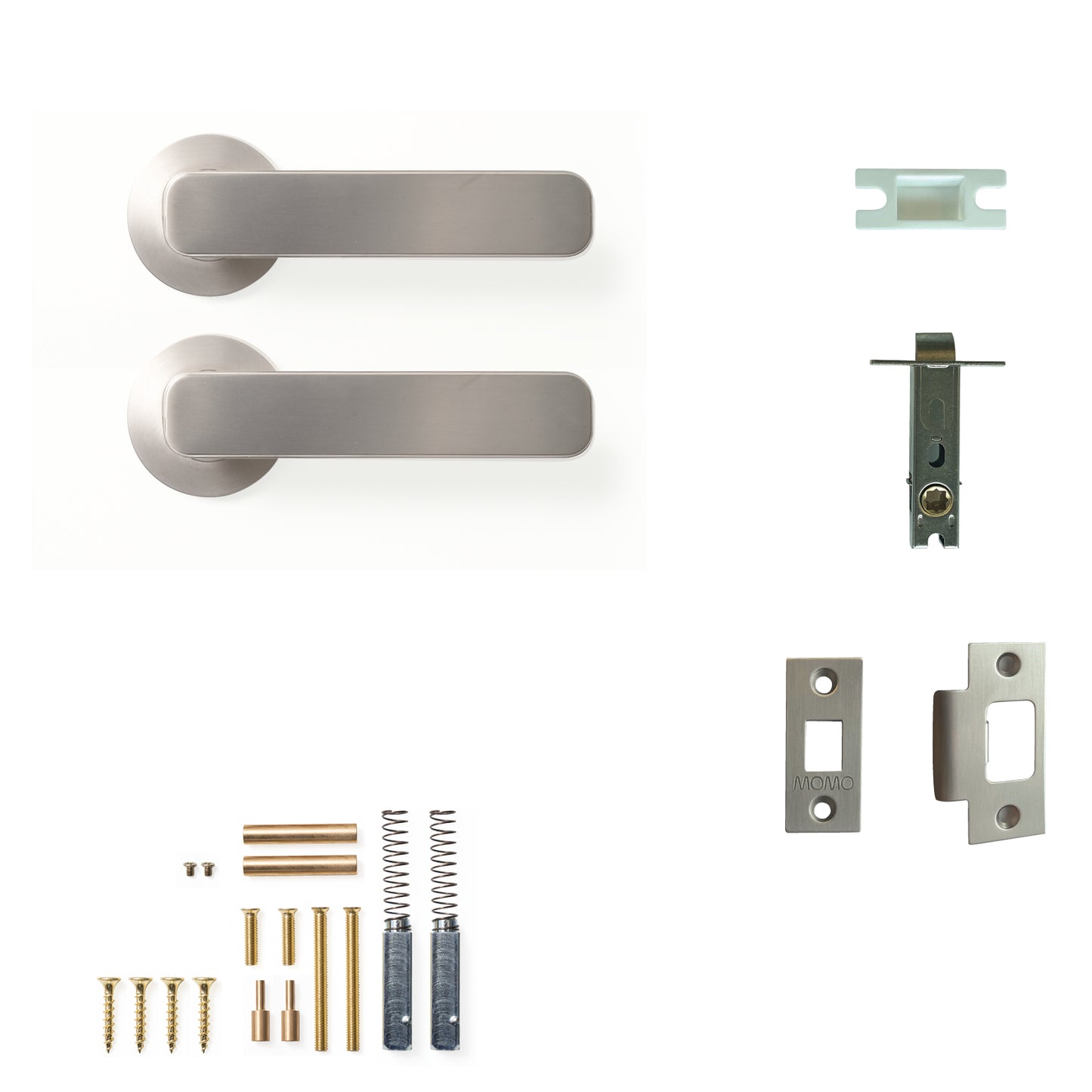 Momo Aspen Door Handle Tubular Latch Passage Set Dull Brushed Nickel