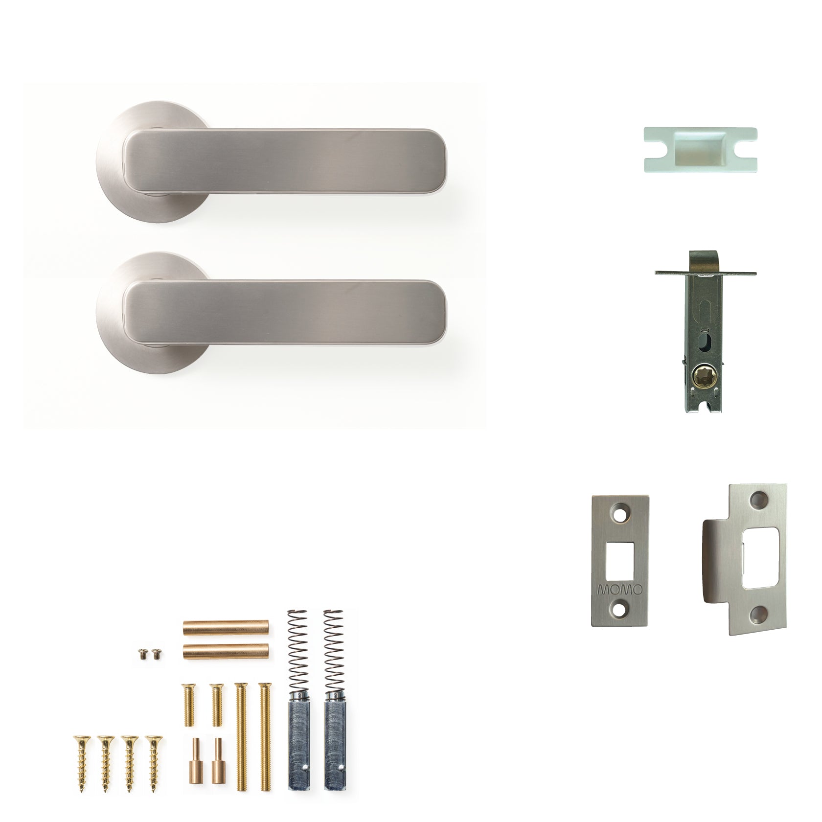 Momo Aspen Door Handle Tubular Latch Passage Set Dull Brushed Nickel