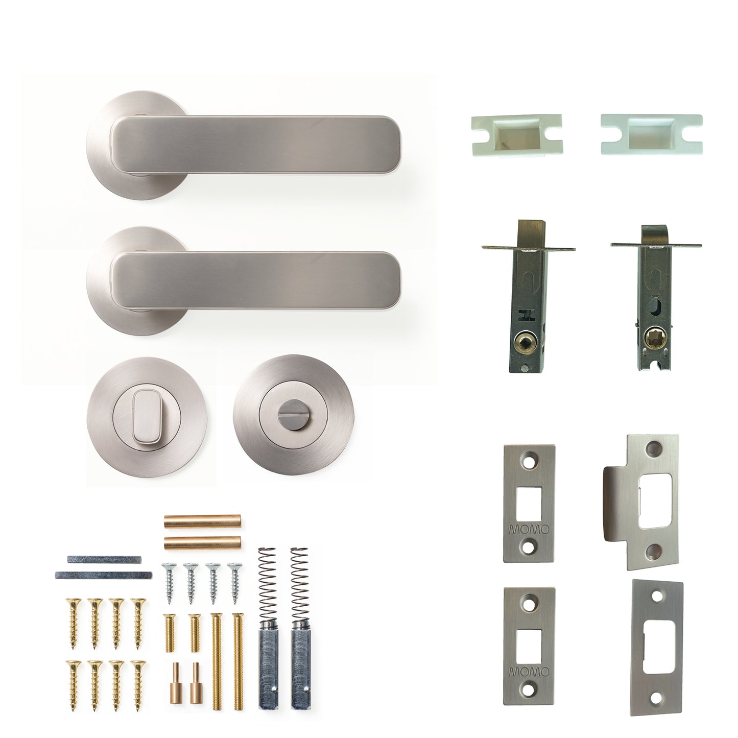Momo Aspen Door Handle Tubular Latch Privacy Set Dull Brushed Nickel